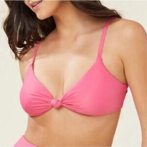 Andie Swim Bikini Top Women's XS NWT The Santorini Knot Front Pink Rouge